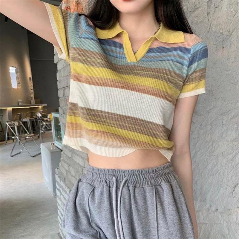 Women' T Shirts Rainbow Striped T-Shirts Women 2022 Summer Knit Crop Tops Merino Wool Casual Tees Fashion Holiday Japanese Korean Style, Yellow
Women' T Shirts Rainbow Striped T-Shirts Women 2022 Summer Knit Crop Tops Merino Wool Casual Tees Fashion Holiday Japanese Korean Style, Yellow