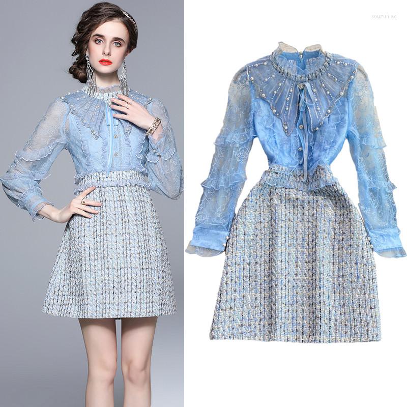 Casual Dresses Fashion Tweed Patchwork One-Piece Women Dress Blue Embroidered Flouncing Diamonds Beading Long Sleeve Designer Party Vestidos, Sky blue
Casual Dresses Fashion Tweed Patchwork One-Piece Women Dress Blue Embroidered Flouncing Diamonds Beading Long Sleeve Designer Party Vestidos, Sky blue