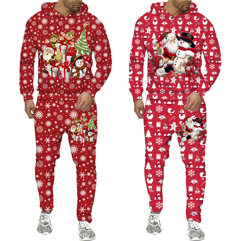 Men's Tracksuits Year's Clothes Men/Women Funny Santa Claus 3D Printed Tracksuit Set Fashion Couple Outfits Christmas Party Hoodie/Pants/Sui