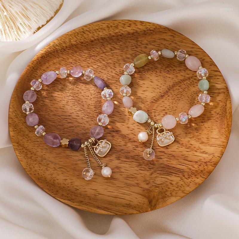 Charm Bracelets Purple Colorful Crystal Beads Strand Women Stretch Bracelet With Zircon Bag Pendant Yoga Jewelry Friend Gift Pulseras
Charm Bracelets Purple Colorful Crystal Beads Strand Women Stretch Bracelet With Zircon Bag Pendant Yoga Jewelry Friend Gift Pulseras
