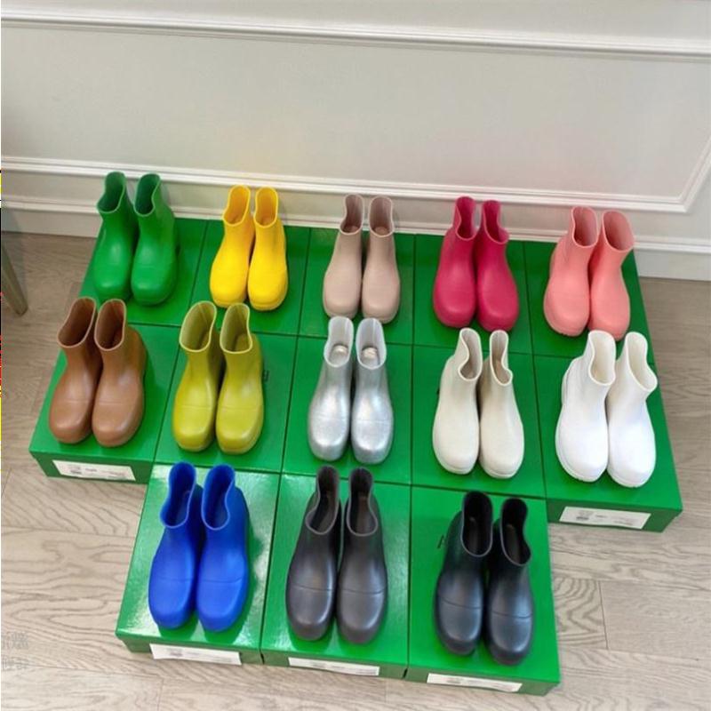 Designer Puddle Rain Boots Luxury Branded Women Men Platform Candy Color Waterp…