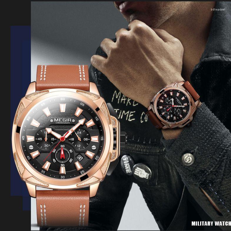 Wristwatches MEGIR 2128 Men's Watches Waterproof Quartz Leather Chronograph Clock Sport Casual Men Wrist Business Watch Relogio, Silver
Wristwatches MEGIR 2128 Men's Watches Waterproof Quartz Leather Chronograph Clock Sport Casual Men Wrist Business Watch Relogio, Silver