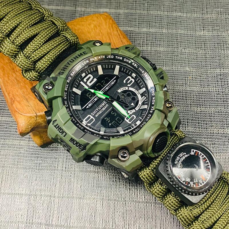 Wristwatches Mens G Style Military Watches Men Sport Watch LED Digital Waterproof Compass Quartz Male Clock Relogios Masculino, Brown no box
Wristwatches Mens G Style Military Watches Men Sport Watch LED Digital Waterproof Compass Quartz Male Clock Relogios Masculino, Brown no box