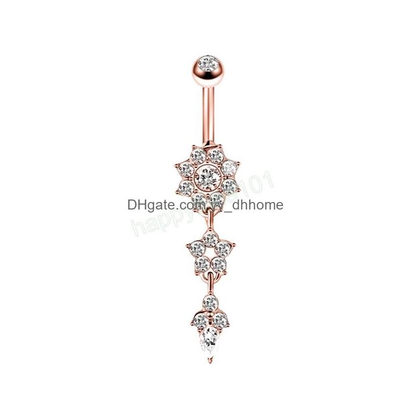 Navel Bell Button Rings Body Piercing Jewelry Flower Shape Dangling Inlaid Zircon Belly Button Ring For Women Stianless Steel Nave Dhlem
Navel Bell Button Rings Body Piercing Jewelry Flower Shape Dangling Inlaid Zircon Belly Button Ring For Women Stianless Steel Nave Dhlem