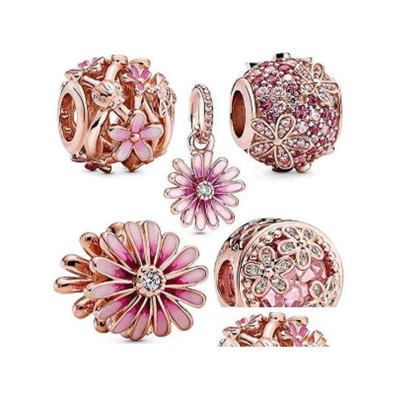 

Silver Fit Pandora Charm Bracelet Mix Theme Daisy Flower Rose Gold Sier Enamel Charms Pendant Bead 925 Dangle Diy Jewelry European S Dhyuj