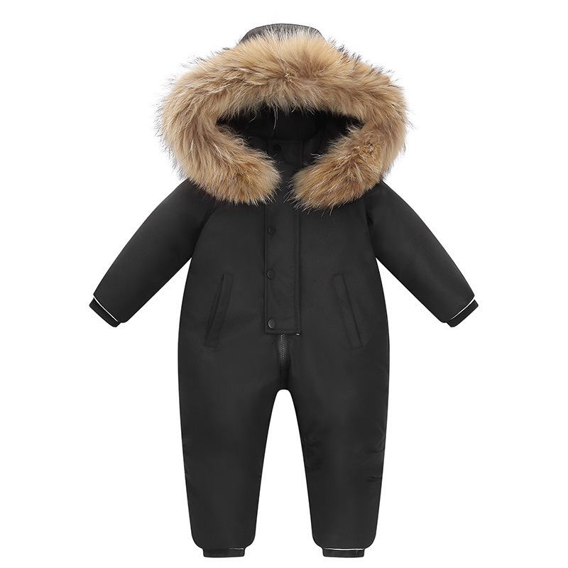 Down Coat 30 Degree Russia Winter Kids Jumpsuit Waterproof Real Fur Children Overalls 15 Years Infant Baby Boy Romper Snowsuit 221125