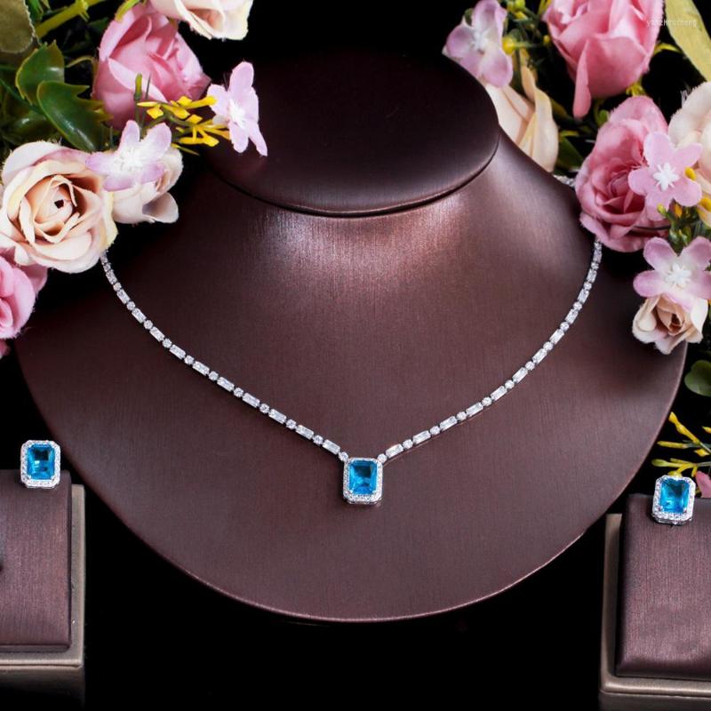 Necklace Earrings Set ThreeGraces Elegant Shiny Light Blue Cubic Zirconia Square Stud And For Women Party Costume Jewelry TZ645, Picture shown
Necklace Earrings Set ThreeGraces Elegant Shiny Light Blue Cubic Zirconia Square Stud And For Women Party Costume Jewelry TZ645, Picture shown