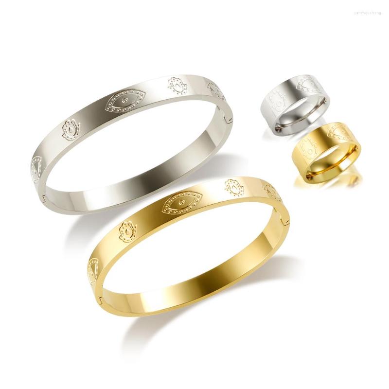 Necklace Earrings Set JINHUI Simple Stainless Steel Bangle Eye Palm Flower Sculpture Bangles Bracelets Ring For Women Men Punk Waterproof, Picture shown
Necklace Earrings Set JINHUI Simple Stainless Steel Bangle Eye Palm Flower Sculpture Bangles Bracelets Ring For Women Men Punk Waterproof, Picture shown