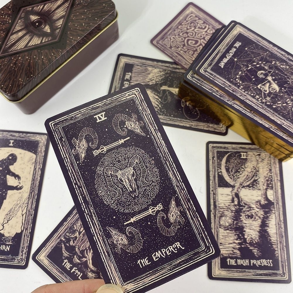 Card Games Tin Box HighGrade Gilding Process Tarot Deck 78 s 44 with Guide Book Mystical Affectional Divination 221125
