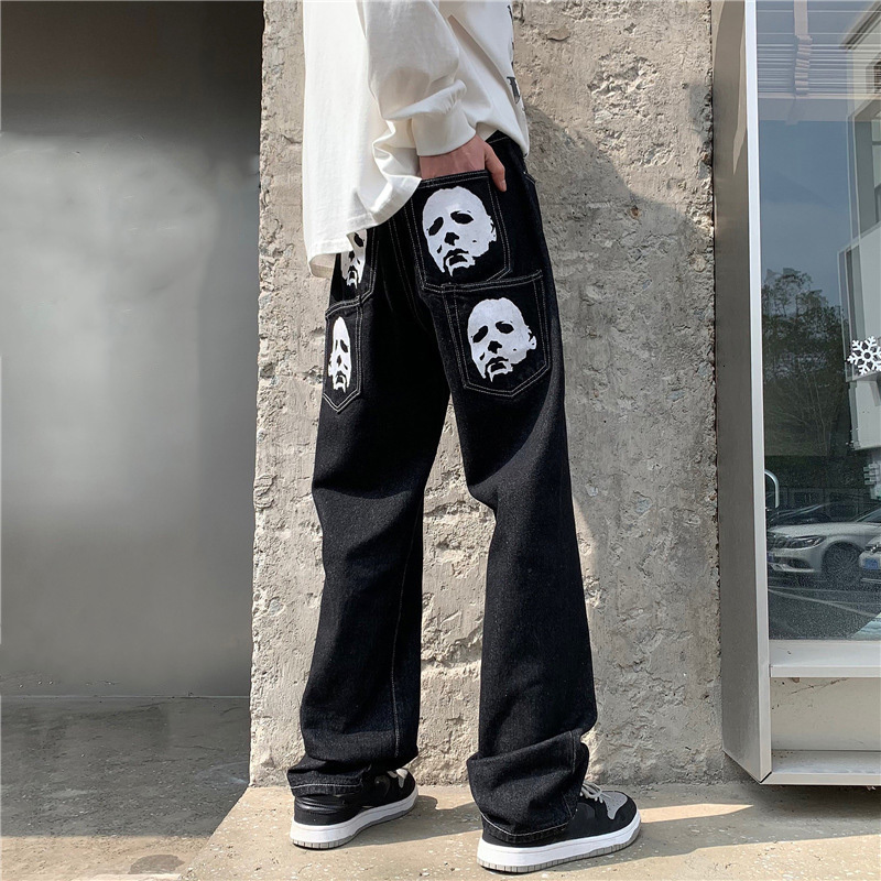 Men's Jeans Hip Hop Printed Men Baggy Black Denim Trousers Straight Pants Spring Fashion Korean Streetwear Male Bottoms Y2K Clothes 221128
Men's Jeans Hip Hop Printed Men Baggy Black Denim Trousers Straight Pants Spring Fashion Korean Streetwear Male Bottoms Y2K Clothes 221128