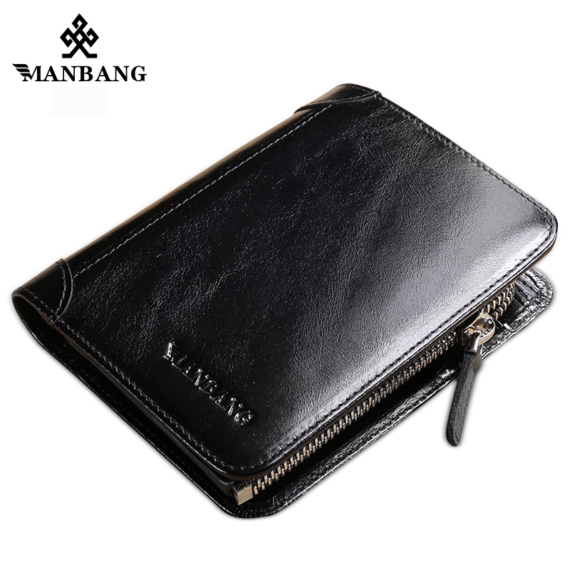 Genuine Leather Men's Wallet with Coin Pocket, Billfold, and Organizer (Black)