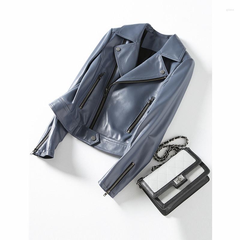 Women's Leather Autumn Real Jacket Women Short Lady Genuine Motorcycle Sheepskin Coat Outerwear CJX1211, Blue
Women's Leather Autumn Real Jacket Women Short Lady Genuine Motorcycle Sheepskin Coat Outerwear CJX1211, Blue