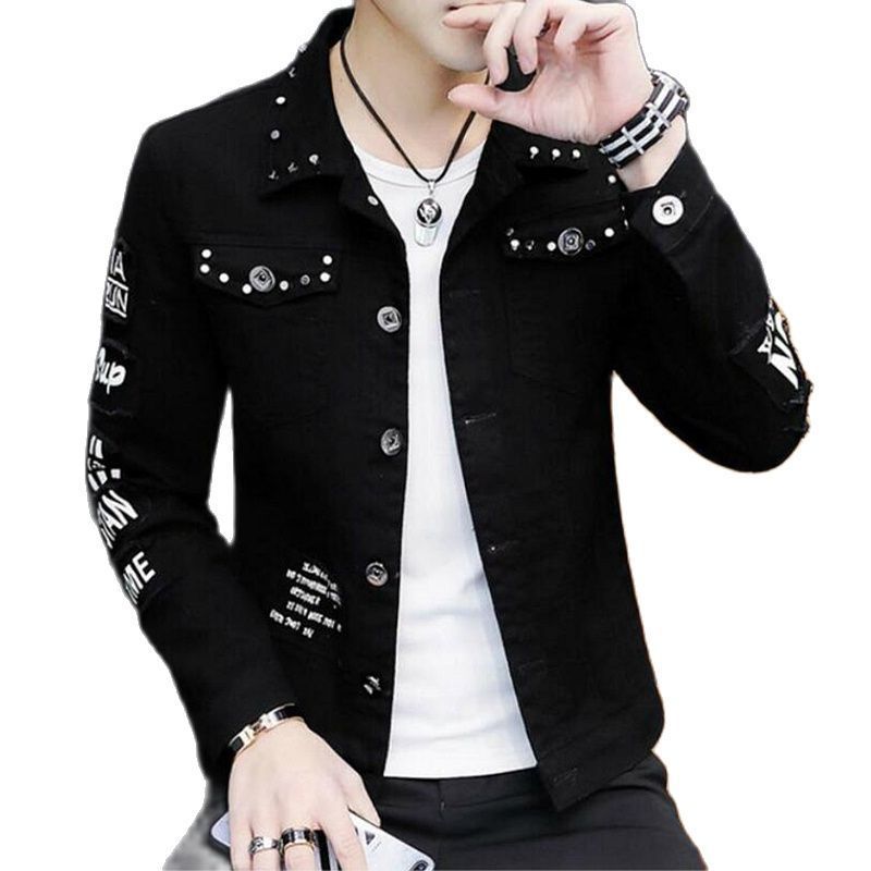 Men's Jackets White Denim Men Rivet Motorcyle Basic Coat Streetwear Hip Hop Bomber Cowboy Jean Chaqueta Hombre 221128