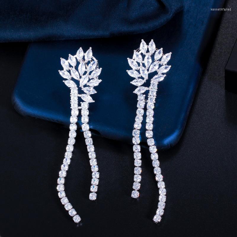 Dangle Earrings Sparkling 8.5cm White CZ Gold Color Wedding Party Jewelry Accessories Fashion Leaf Long Tassel Drop Women
Dangle Earrings Sparkling 8.5cm White CZ Gold Color Wedding Party Jewelry Accessories Fashion Leaf Long Tassel Drop Women