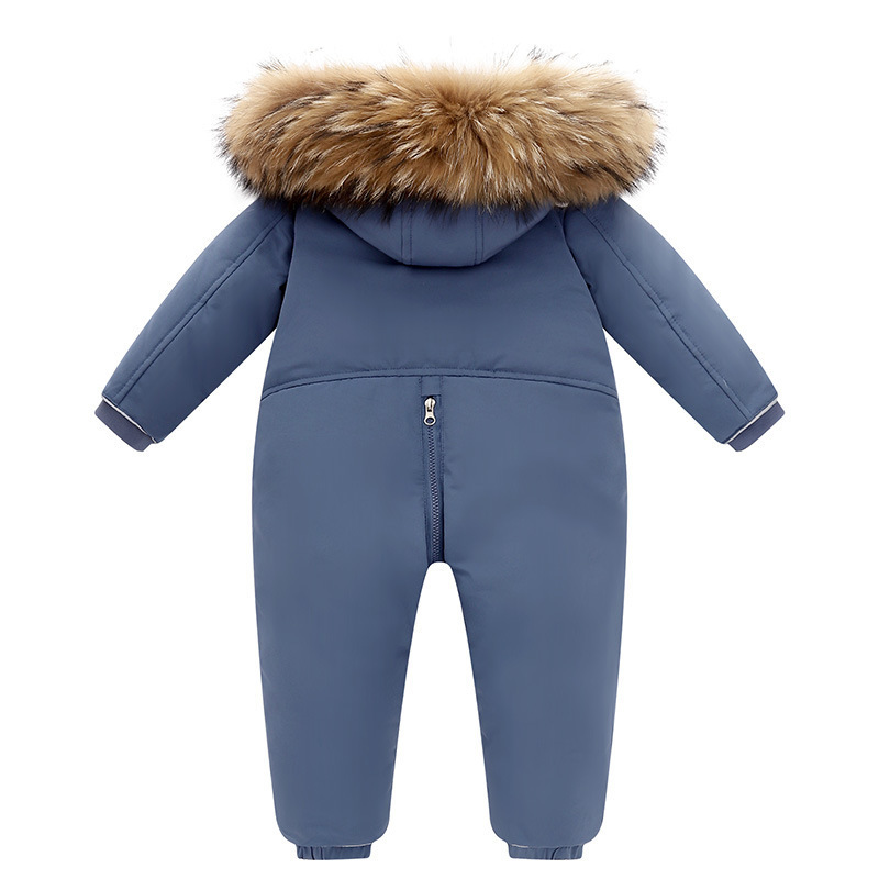 Down Coat 30 Degree Russia Winter Kids Jumpsuit Waterproof Real Fur Children Overalls 15 Years Infant Baby Boy Romper Snowsuit 221125