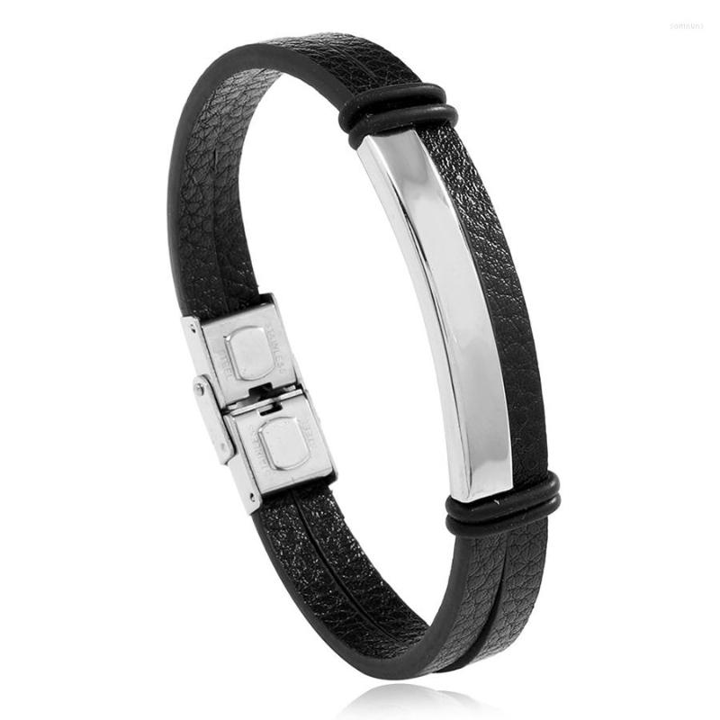 Link Bracelets Trendy Fashion Stainless Steel Glossy Design Leather Bracelet Punk Style Couple Jewelry Accessories For Men Friend
Link Bracelets Trendy Fashion Stainless Steel Glossy Design Leather Bracelet Punk Style Couple Jewelry Accessories For Men Friend