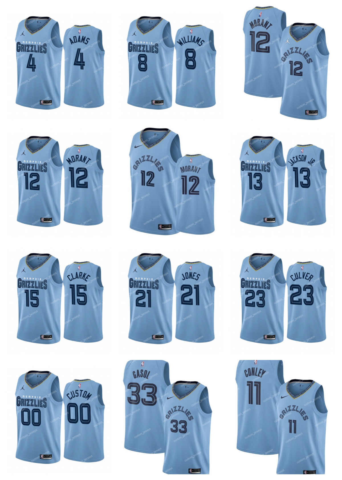 Memphis''Grizzlies''Men Jersey 12 Morant 3 LaRavia 4 Adams 8 Williams 13 Jackson Jr. 15 Clarke 21 Jones 2022 Light Blue Statement Edition''NBA''Stitched Jerseys
Memphis''Grizzlies''Men Jersey 12 Morant 3 LaRavia 4 Adams 8 Williams 13 Jackson Jr. 15 Clarke 21 Jones 2022 Light Blue Statement Edition''NBA''Stitched Jerseys