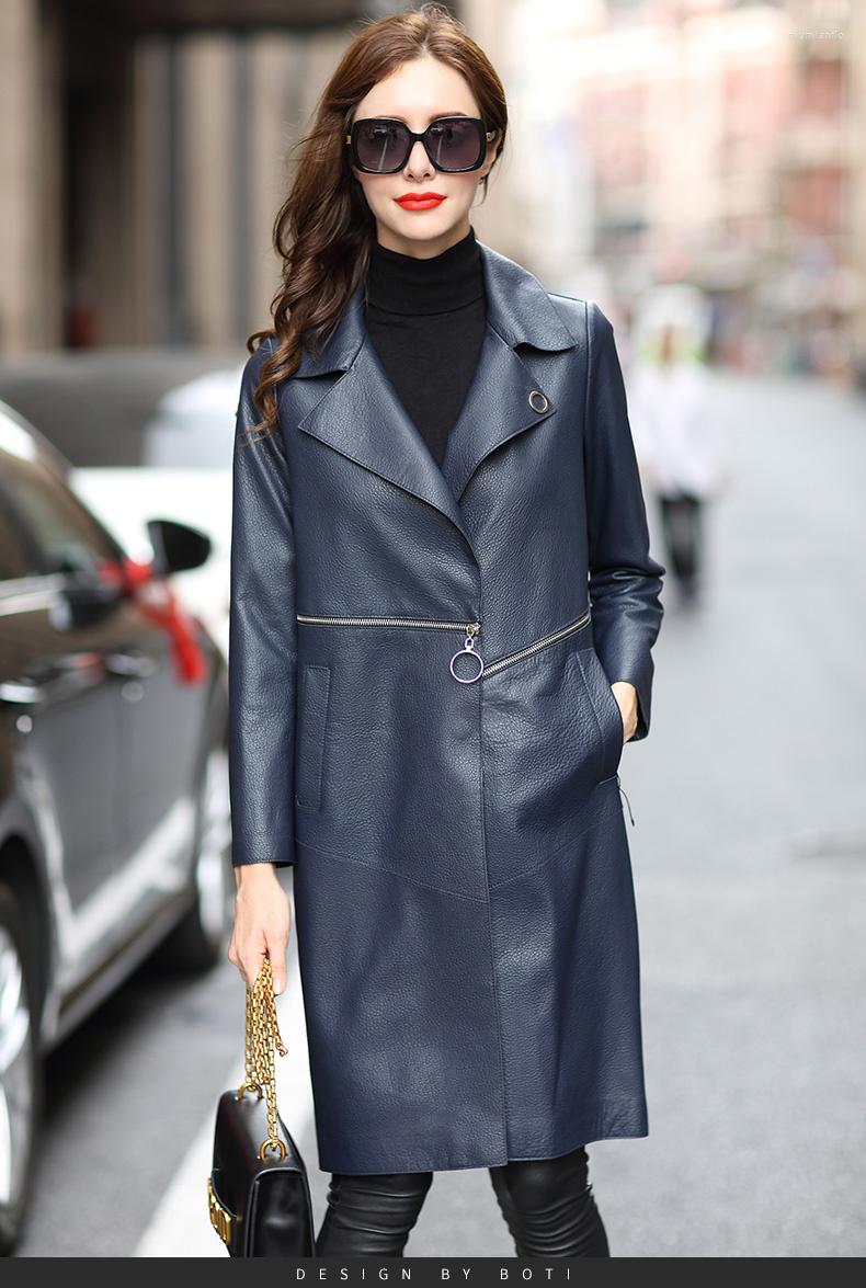 Women's Leather Fashion Genuine Jacket Long Loose Trech Coat Female Real Sheepskin Coats Autumn Winter Jackets For Women LMS192, Dark blue
Women's Leather Fashion Genuine Jacket Long Loose Trech Coat Female Real Sheepskin Coats Autumn Winter Jackets For Women LMS192, Dark blue