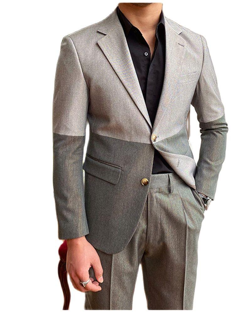 Men's Suits & Blazers Latest High Quality Gray Double Color Matching Notched Lapel Single Button Groom Wedding Business Formal Slim Fit Wear, Custom color
Men's Suits & Blazers Latest High Quality Gray Double Color Matching Notched Lapel Single Button Groom Wedding Business Formal Slim Fit Wear, Custom color