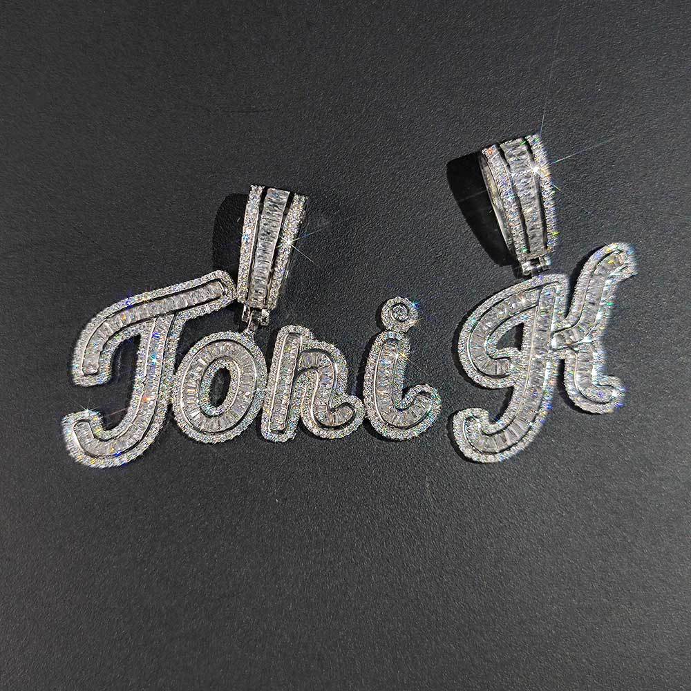Custom A-Z Letters Name Pendant Necklace TopBling T Cubic Zircon Hip Hop Real Gold Plated Jewelry