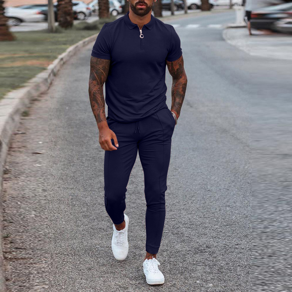 Men's Tracksuits Sets Summer Casual Simple T-Shirt Sports Suit Two PieceShorts Fashion Short-Sleeved Fitness Jogger Tracksuit Men 221128