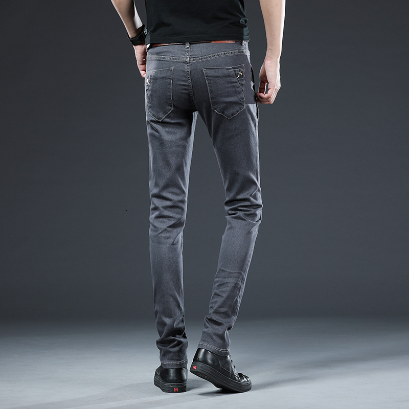 Men's Jeans Trendy Men Clothing Slim Button Black Solid Color Stretch Skateboard Multi-button Youth Male Skinny Denim Pants 221128