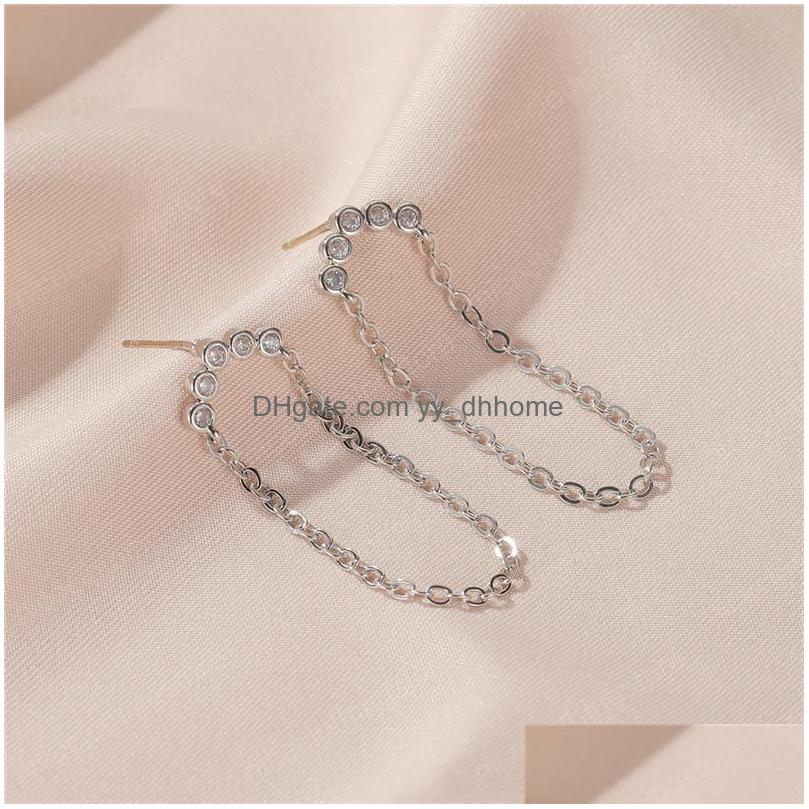 Stud Korean Women Long Tassel Chain Stud Earrings Arcshaped Diamond Copper Ear Drop Girls Dress Party Gift Wear Dangle Earring Jewel Dhote
Stud Korean Women Long Tassel Chain Stud Earrings Arcshaped Diamond Copper Ear Drop Girls Dress Party Gift Wear Dangle Earring Jewel Dhote