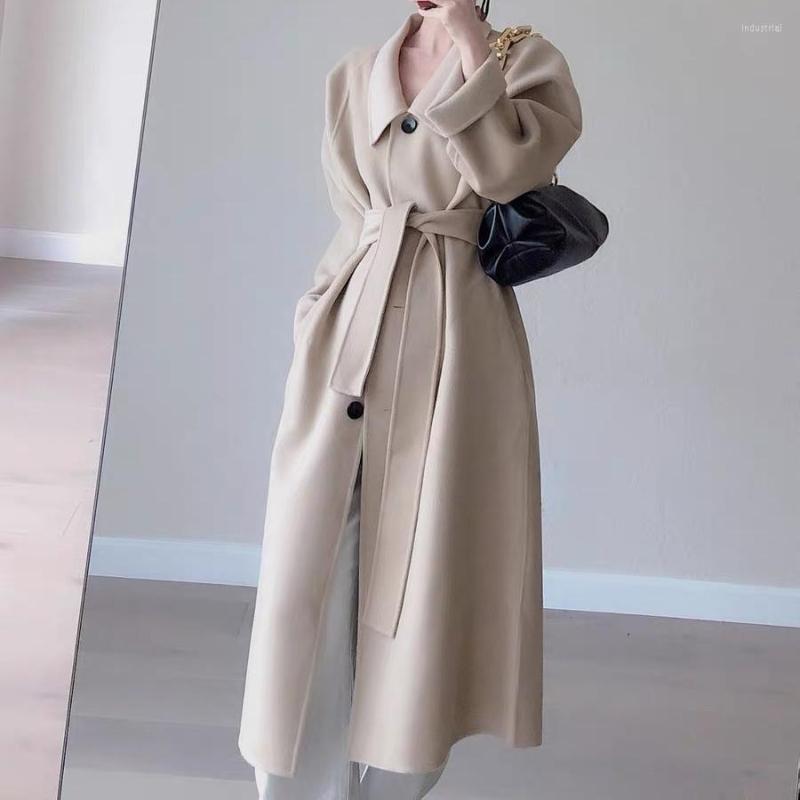 Women' Trench Coats Korean Large V-neck Loose Straight Tube Single Breasted Medium And Long Double-sided Handmade Wool Coat Lace Up, Picture color
Women' Trench Coats Korean Large V-neck Loose Straight Tube Single Breasted Medium And Long Double-sided Handmade Wool Coat Lace Up, Picture color