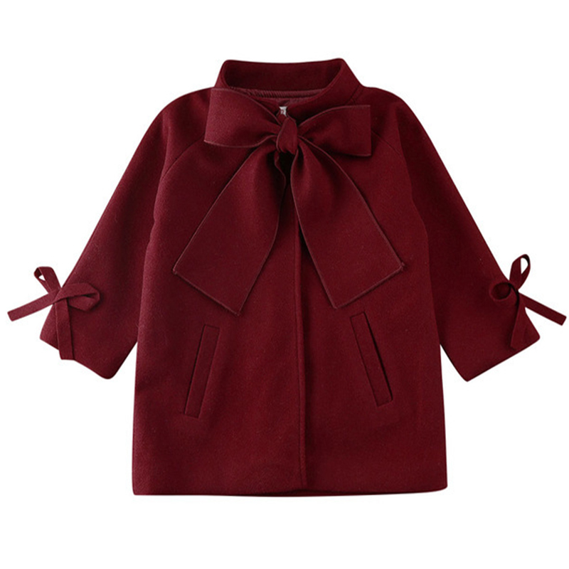 Coat Baby Girls Winter Autumn Woolen Jacket Infant Christmas Children Windbreaker WIth Big Bownot Clothing Toddler Kids Clothes 221125