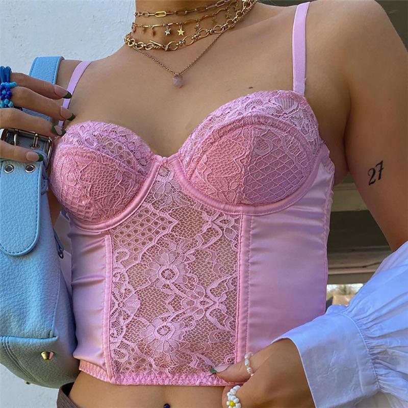 Women' Tanks & Camis Vintage Sexy Patchwork Pink Lace Trim Bustier Tops Y2K Fashion Clubwear Straped Backless Satin Corset Top Women 2022
Women' Tanks & Camis Vintage Sexy Patchwork Pink Lace Trim Bustier Tops Y2K Fashion Clubwear Straped Backless Satin Corset Top Women 2022