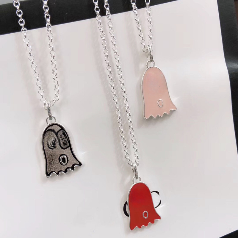 Fashion jewelry necklaces 925 silver cuban link chains enamel red pink steel little ghost pendant necklace charm men women designer double G letter couple gifts
Fashion jewelry necklaces 925 silver cuban link chains enamel red pink steel little ghost pendant necklace charm men women designer double G letter couple gifts
