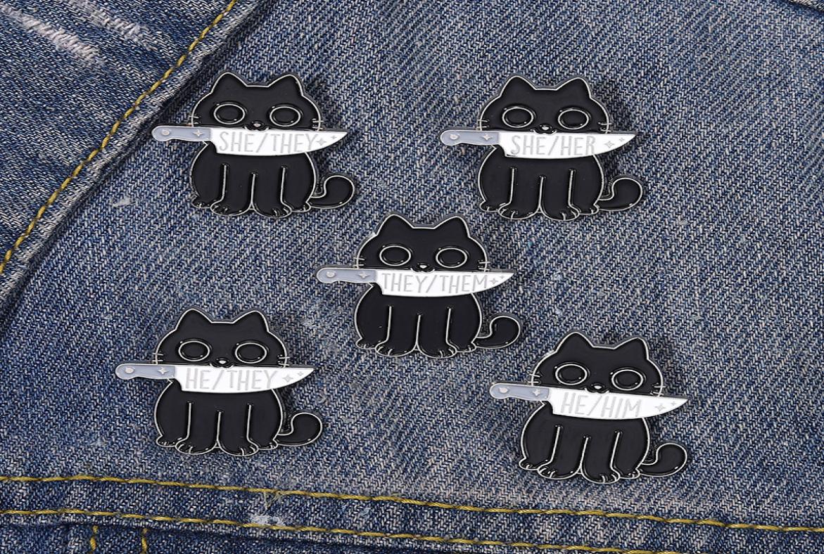 Black Cat Pronouns Enamel Pin Punk Brooch quotHe She Theyquot Knife Animals Badge Witch Lapel Pin Kitten Goth Jewelry Gift Fri5370764
Black Cat Pronouns Enamel Pin Punk Brooch quotHe She Theyquot Knife Animals Badge Witch Lapel Pin Kitten Goth Jewelry Gift Fri5370764