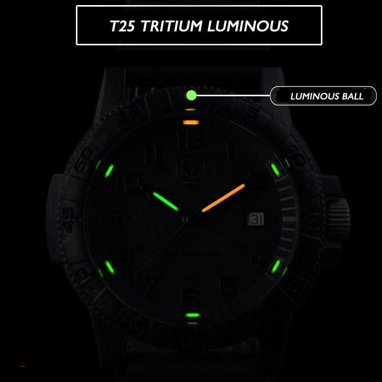 Wristwatches Hnlgnox Mens Diver Watches Tritium Pilot Watch Military 10ATM Waterproof Quartz Wristwatch Carbon Fiber Case T25 Luminous Sport 221128