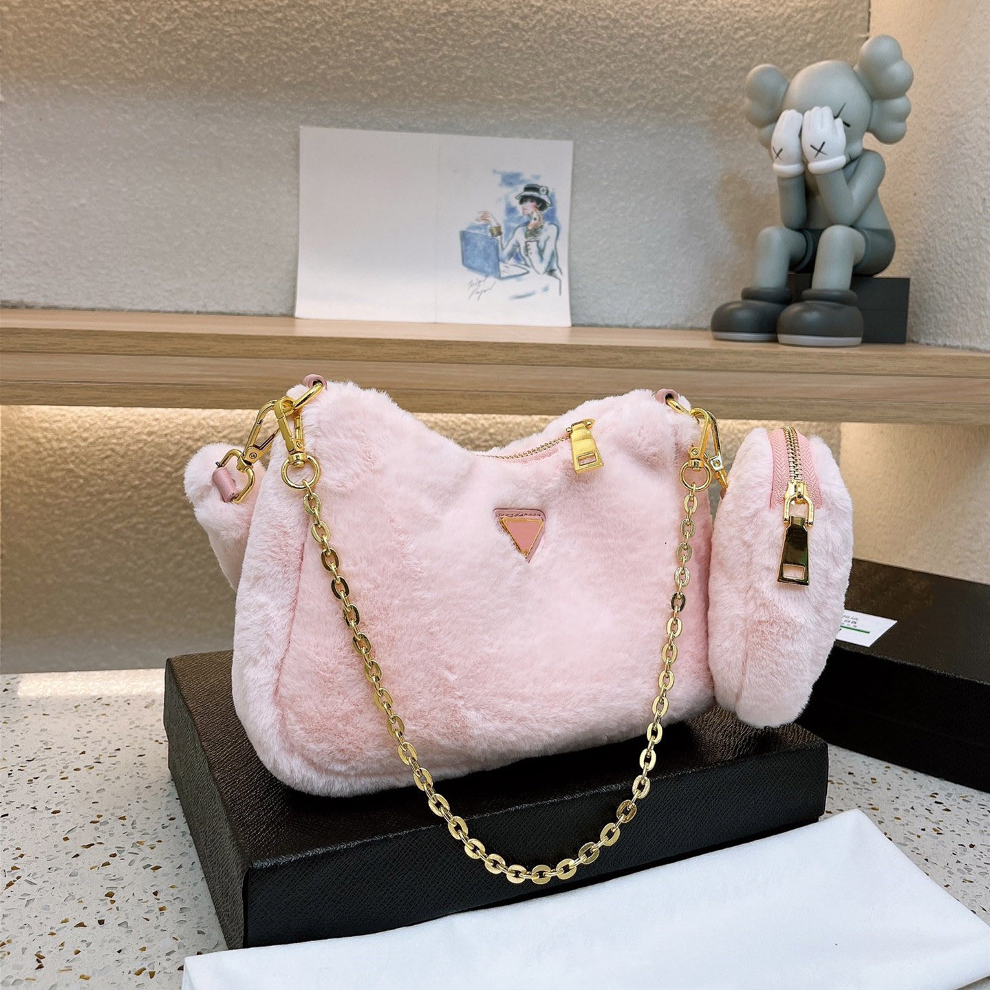 Winter Shoulder Bags Designer Hobo Lamb Wool Chain Crossbody for Womens Handbag Purses Brand Letter Wallet with Box