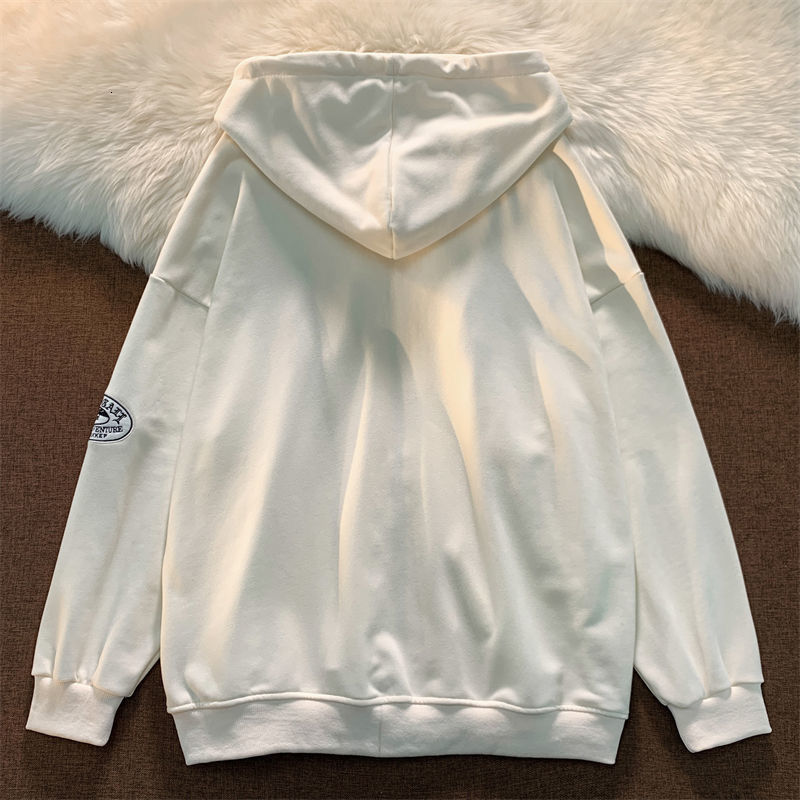 Women's Hoodies Sweatshirts Letter Embroidery Women Harajuku Long Sleeve Zip Up Vintage Punk Loose Hooded Jackets Streetwear Y2K Clothes 221129