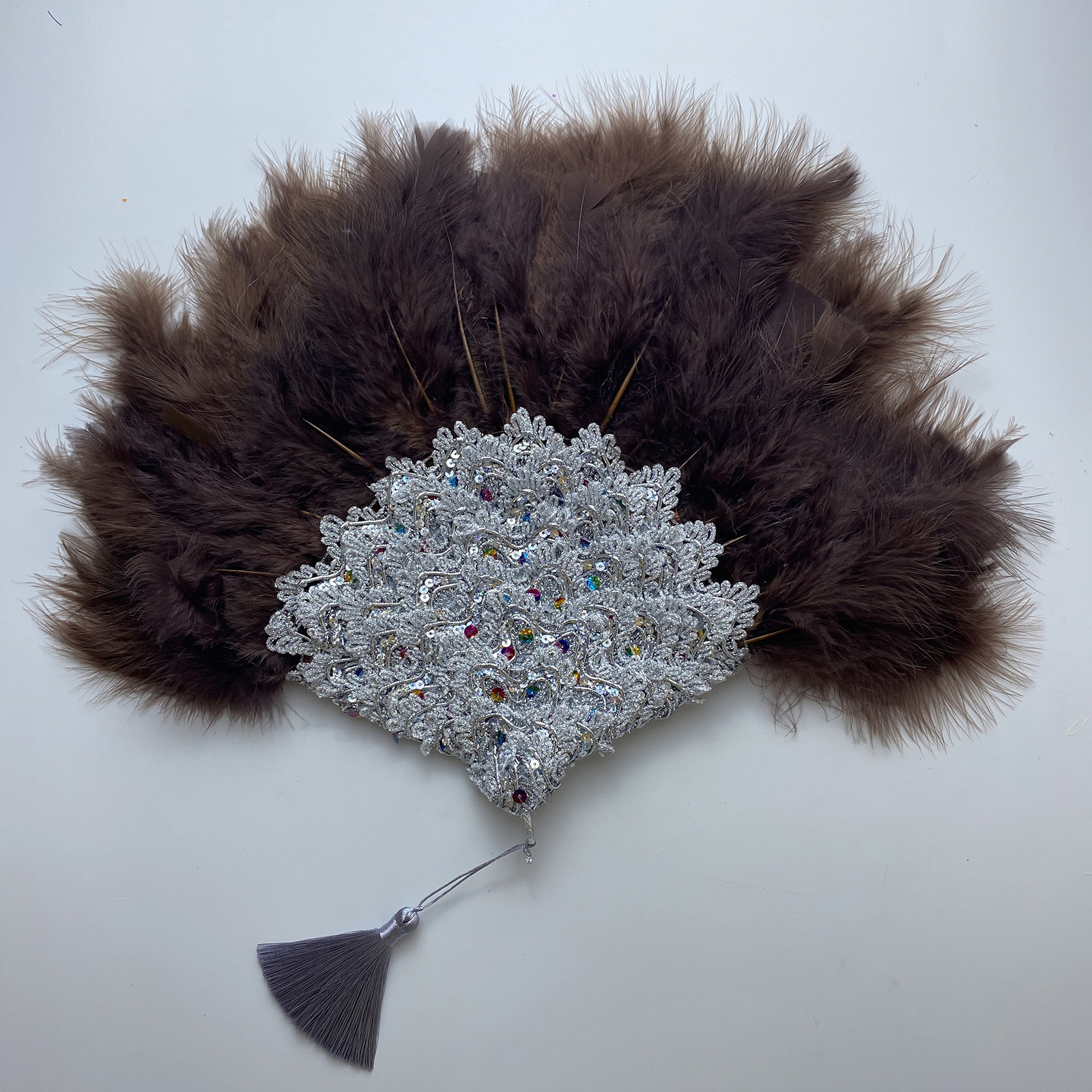 Decorative Objects Figurines Handmade Evantaille Mariage Africain Bridal Turkey Feather Handle fan wedding Dance Nigerian Feather Fans for Wedding Par