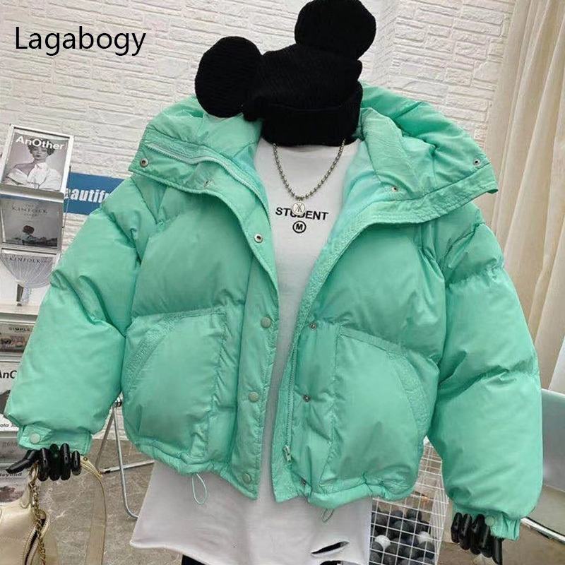 Women s Down Parkas Lagabogy Winter Women 90 White Duck Coats Casual Candy Color Warm Bread Jackets Female Hooded Loose Snow Outwear 221128