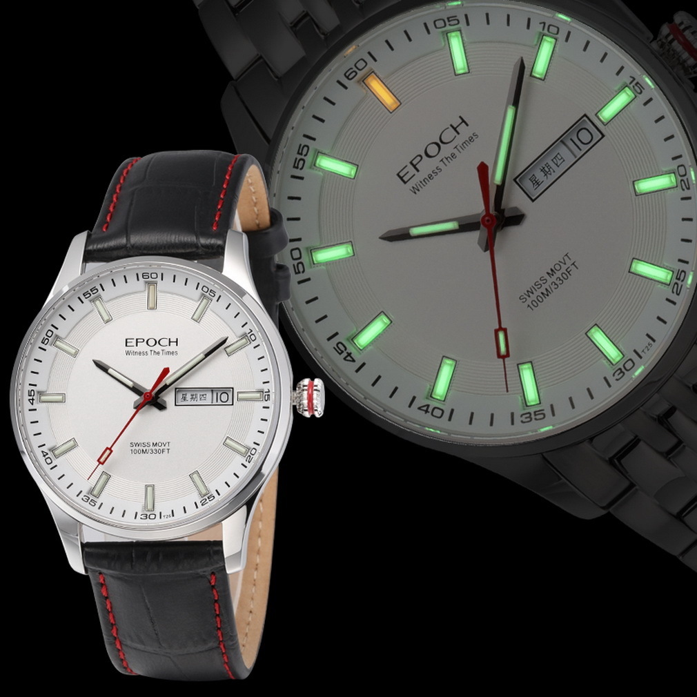Wristwatches EPOCH Men Luxury Watch Mens Tritium Watches T25 Luminous Business Quartz Wristwatch 50M Waterproof Sapphire Crystal Week Date 221128