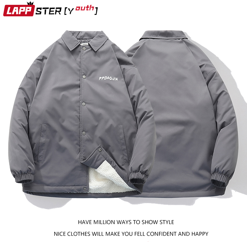Mens Down Parkas LAPPSTERYouth Men Winter Letter Harajuku Coats Warm Graphic Streetwear Jackets Male Black Outwear Clothing 5XL 221129
