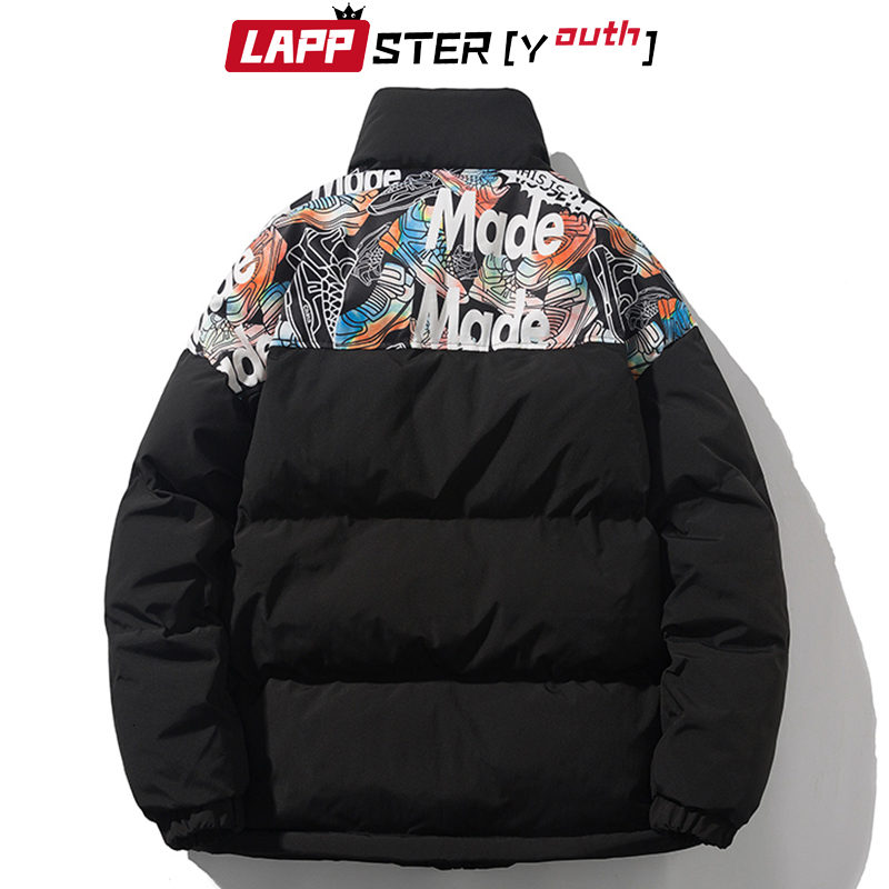 Mens Down Parkas LAPPSTERYouth Men Harajuku Casual Vintage Winter Jacket Thick Streetwear Puffer Man Korean Fashion Bubble Coat 221129