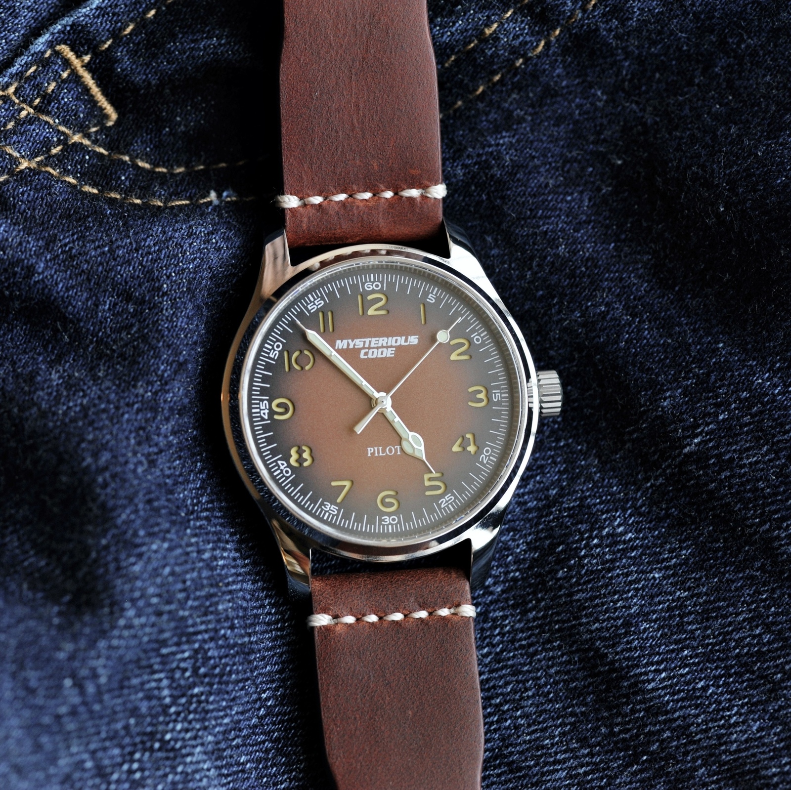 Wristwatches MYSTERY CODE 40MM Pilot Watch VH31 MOVT Luxury C3 Super luminous Sapphire Crystal Waterproof Top Brand Men s 221128