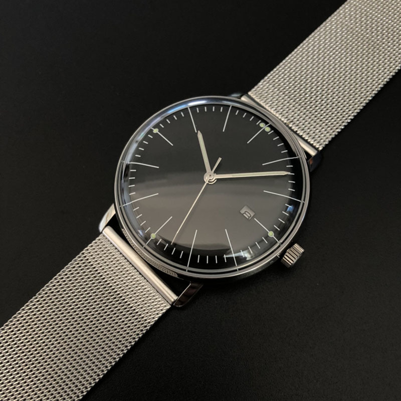 Wristwatches 38mm Bubble Mirror Pot Lid Stainless Steel Waterproof Super Luminous Calendar Display Bauhaus Style Minimalist Quartz Mens Watch 221128