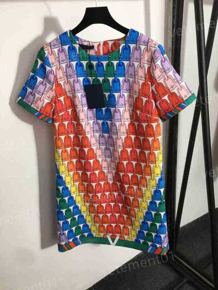 Designer Womens Dresses Rainbow Colorblock Belt Tunic Print Casual Short Sleeve Dress Luxury Summer Party Dress 0912 
Designer Womens Dresses Rainbow Colorblock Belt Tunic Print Casual Short Sleeve Dress Luxury Summer Party Dress 0912