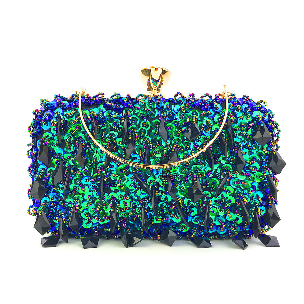 Evening Bags Ladies Wedding Party Shinging Green Sequin Beading Clutches Handbags For Women Banquet Clutch Shoulder Bag 221128