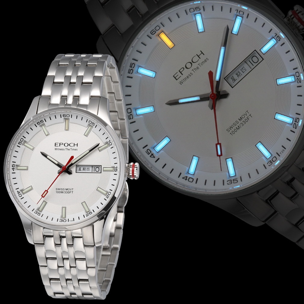 Wristwatches EPOCH Men Luxury Watch Mens Tritium Watches T25 Luminous Business Quartz Wristwatch 50M Waterproof Sapphire Crystal Week Date 221128