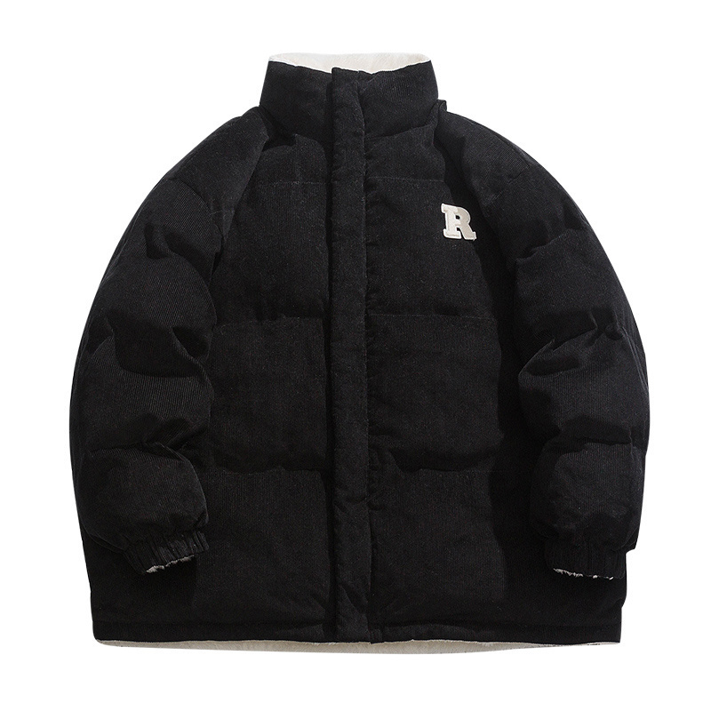 Mens Down Parkas Hybskr Warm Letter Graphic Men Winter Parka Coats Woolen Lamb Stand Collar Streetwear Male Two Side Wear Casual Jackets 221129