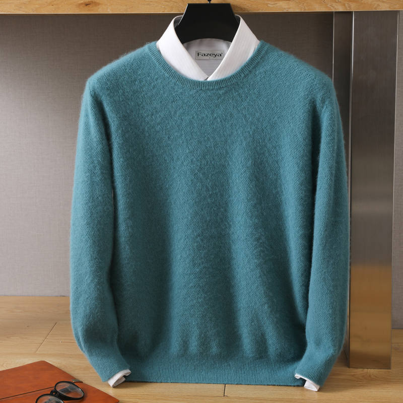 Men's Sweaters Autumn Winter Men Round Neck Solid Color Knitted Pullover Mink Fleece Sweater Casual Business Cashmere Warm 221128