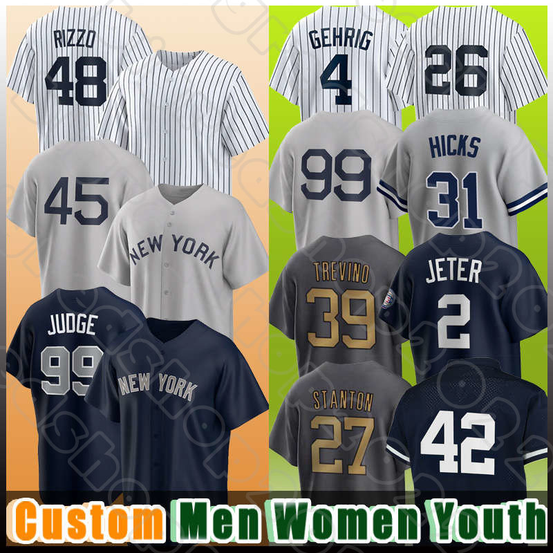 99 Aaron Judge 45 Gerrit Cole Baseball Jerseys Anthony Rizzo Gleyber Torres Derek Jeter Josh Donaldson DJ LeMahieu Aaron Hicks Matt Carpenter StantonTaillon