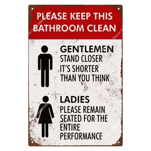 Toilet Safety Sign Vintage Funny Metal Tin Sign WC Lavatory Toilettes Wall Art Bathroom Restroom Toilet Wall Decoration 20cmx30cm Woo