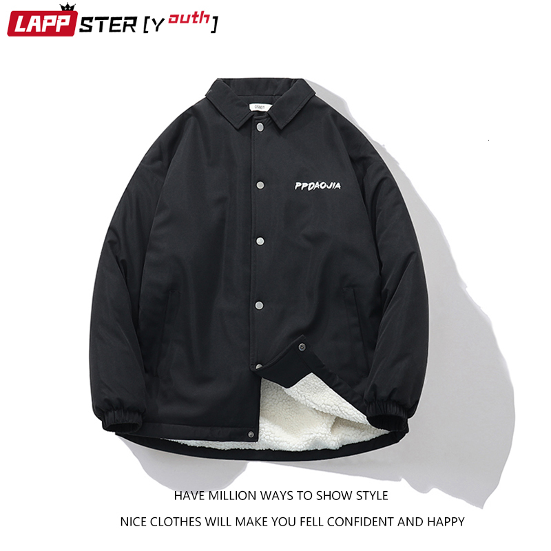 Mens Down Parkas LAPPSTERYouth Men Winter Letter Harajuku Coats Warm Graphic Streetwear Jackets Male Black Outwear Clothing 5XL 221129